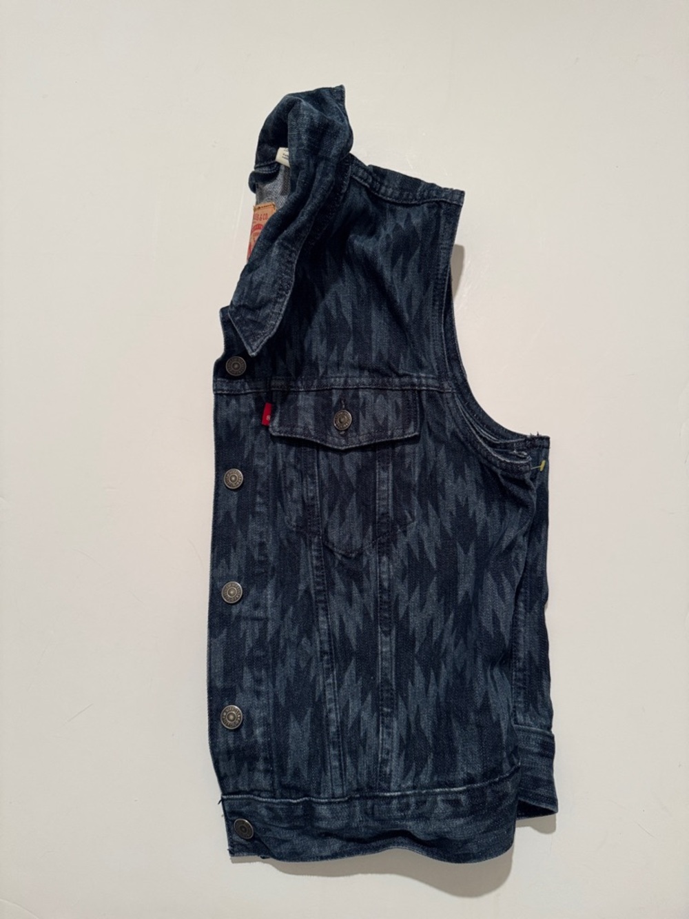Levi's Dark Indigo Patterned Denim Vest Size Xl - Picture 6 of 7